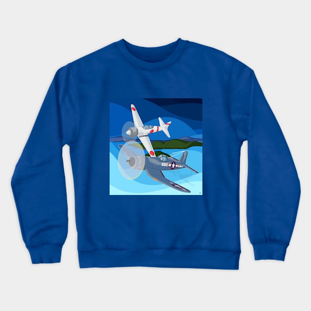 F4U Corsair VS Zero Crewneck Sweatshirt by lytebound